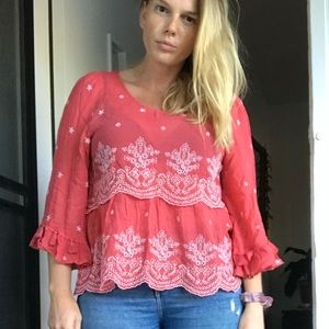 Boho embroidered top